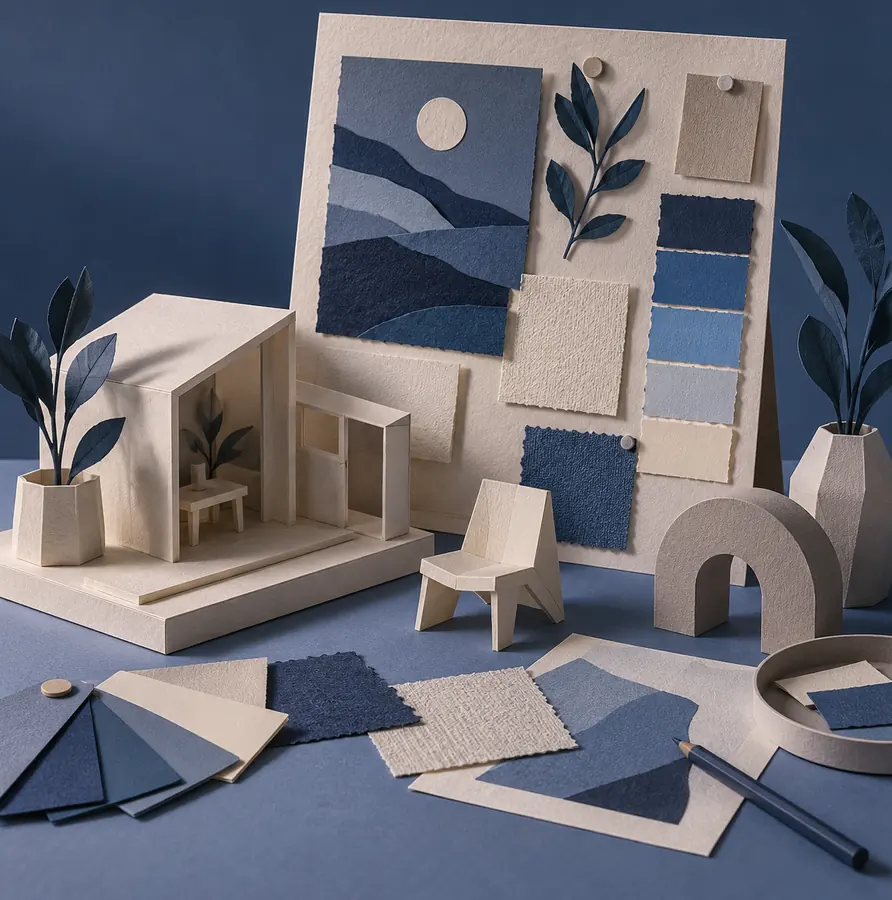 Illustration of marketing and creative businesses equipment and workspace