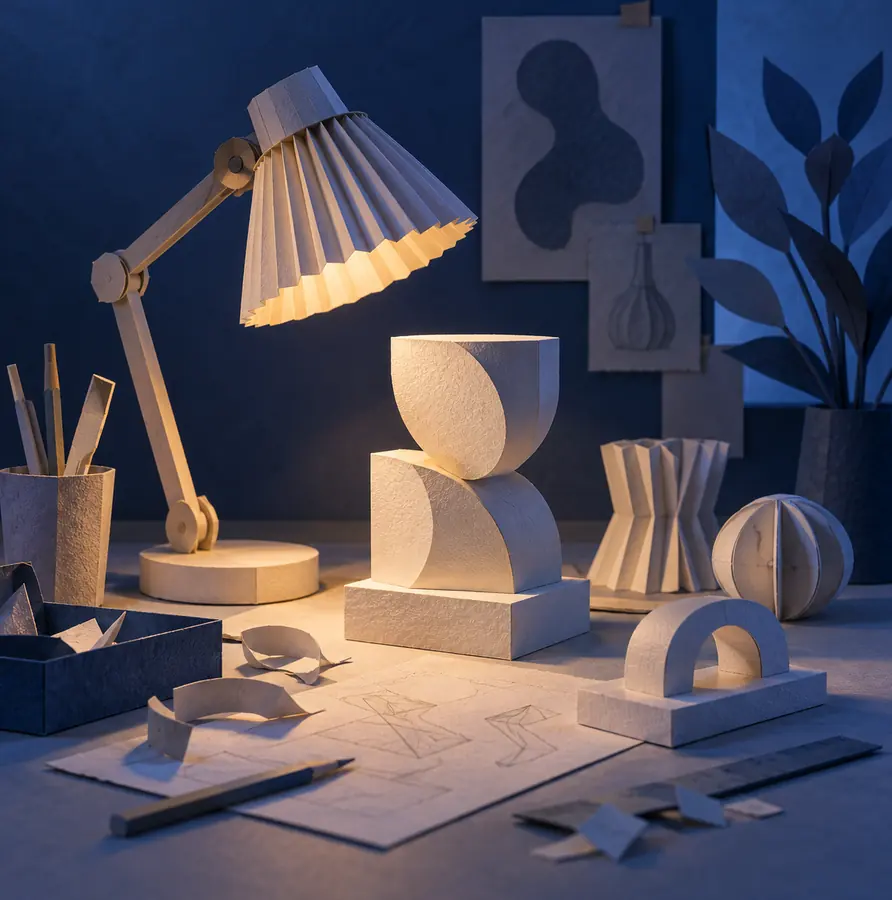 Illustration of marketing and creative businesses equipment and workspace